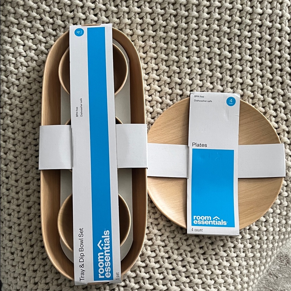 🆕Room Essentials Natural plant-based CHIP &Dip and Plate Set NWT